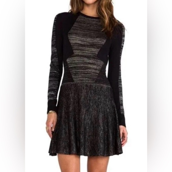 BCBGMaxAzria Dresses & Skirts - BCBGMaxAzria Black and Gray Long Sleeve Dress
